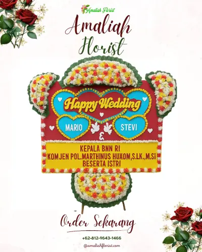 Karangan Papan Bunga Pernikahan di Mangliawan